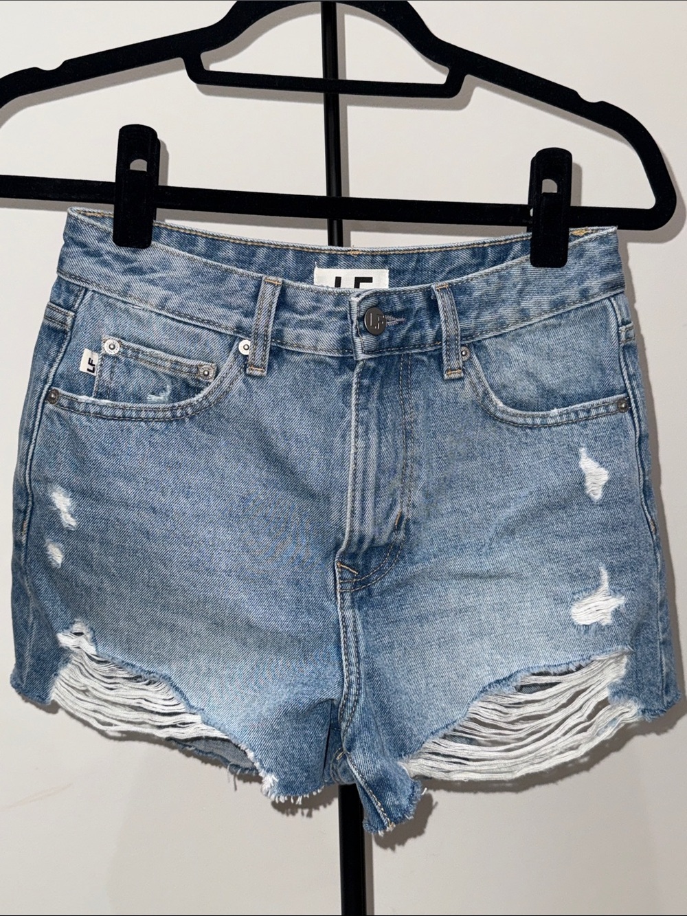 Lovers + Friends Light Blue Distressed Denim Cutoff Shorts